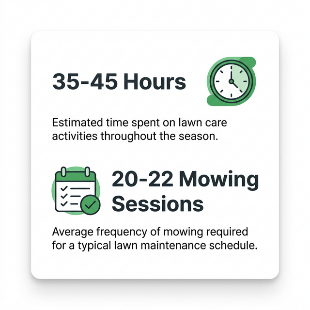 Lawn Care Time Math Infographic - 35 to 45 hours a summer