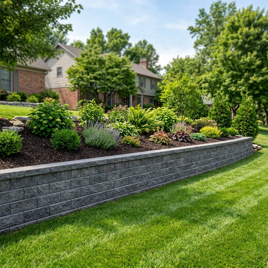 Retaining Wall and Turf Installation